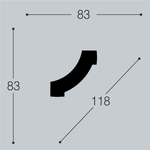 Угловой элемент к молдингу под покраску Bello Deco М14У1 83×83×12