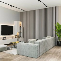 МДФ стеновая панель акустическая Cosca Decor Сканди Дуб Дымчатый черный войлок 2750×600×19