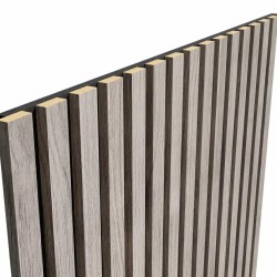 МДФ стеновая панель акустическая Cosca Decor Сканди Дуб Старинный Светло-серый черный войлок 2750×600×19