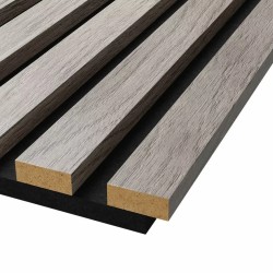 МДФ стеновая панель акустическая Cosca Decor Сканди Дуб Старинный Светло-серый черный войлок 1200×600×19