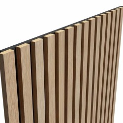 МДФ стеновая панель акустическая Cosca Decor Сканди Ясень Тирамису черный войлок 1200×600×19