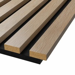 МДФ стеновая панель акустическая Cosca Decor Сканди Ясень Тирамису черный войлок 1200×600×19