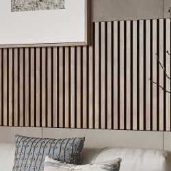 МДФ стеновая панель акустическая Cosca Decor Сканди Ясень Тирамису черный войлок 1200×600×19