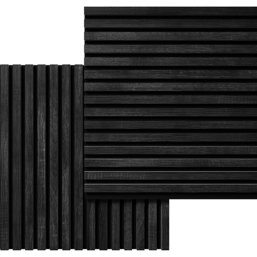 МДФ стеновая панель акустическая Cosca Decor Сканди Дуб Графит черный войлок 600×600×19