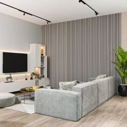 МДФ стеновая панель акустическая Cosca Decor Сканди Дуб Дымчатый черный войлок 600×600×19