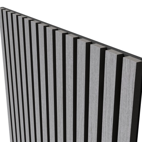 МДФ стеновая панель акустическая Cosca Decor Монако Дуб Ардженто Светло-серый черный войлок 2750×600×21