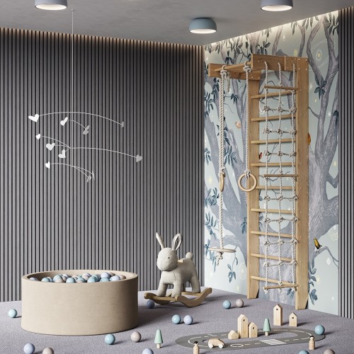 МДФ стеновая панель акустическая Cosca Decor Монако Дуб Ардженто Светло-серый черный войлок 2750×600×21