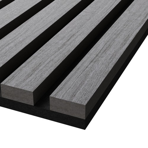 МДФ стеновая панель акустическая Cosca Decor Монако Дуб Ардженто Светло-серый черный войлок 1200×600×21