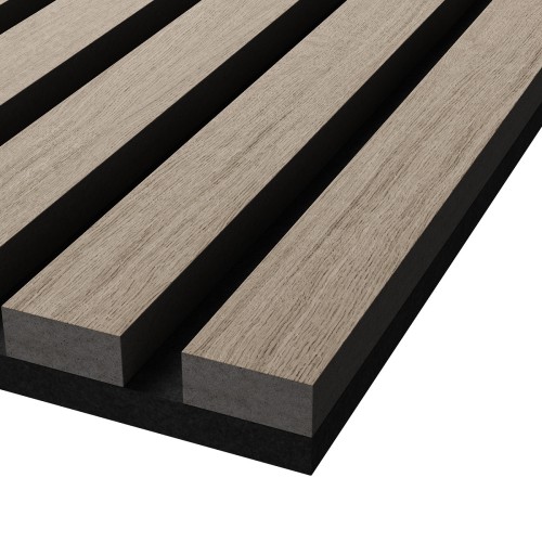 МДФ стеновая панель акустическая Cosca Decor Монако Дуб Латте Бежевый черный войлок 1200×600×21