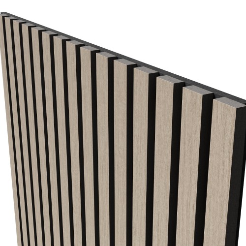 МДФ стеновая панель акустическая Cosca Decor Монако Дуб Латте Бежевый черный войлок 600×600×21