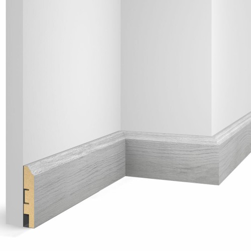 Плинтус МДФ Cosca Decor Экошпон WP07 Дуб Старинный светло-серый 2400×80×16