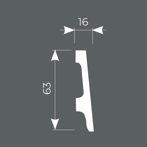 Плинтус под покраску Cosca Decor Экополимер PX045 2000×63×16