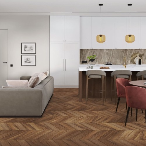 Кварцвиниловая плитка Damy Floor клеевая Chevron LVT Шайо Chaillot DF07-Ch-LVT французская елка 600×127×2,5