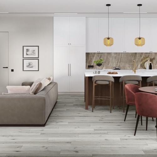 Кварцвиниловая плитка Damy Floor клеевая Family LVT Дуб Классический Серый Classic Gray Oak T7020-2-LVT 1227×187×2,5