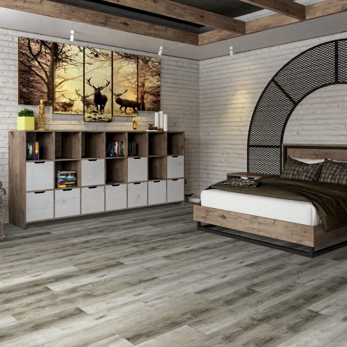 Кварцвиниловая плитка Damy Floor клеевая Family LVT Дуб Рустикальный Cерый Rustic Gray Oak TCM369-28-LVT 1227×187×2,5