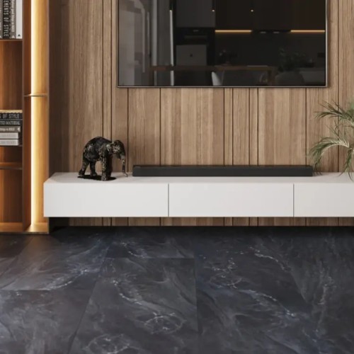 Кварцвиниловая плитка Vinilam клеевая Ceramo Stone Glue Неаполитанский Черный 91910 950×475×2,5