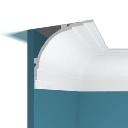 Потолочный плинтус под покраску Перфект Плюс P100 с подсветкой 2000×130×130