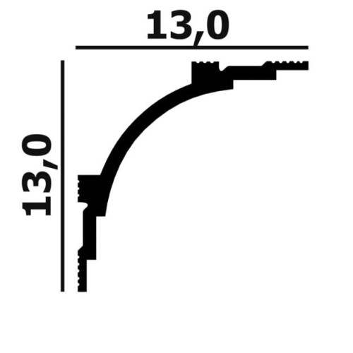 Потолочный плинтус под покраску Перфект Плюс P100 с подсветкой 2000×130×130