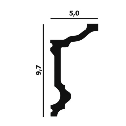 Потолочный плинтус под покраску Перфект Плюс P90 с подсветкой 2000×50×97