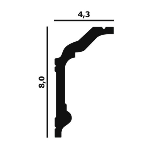 Потолочный плинтус под покраску Перфект Плюс P92 с подсветкой 2000×43×80