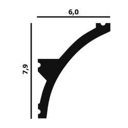 Потолочный плинтус под покраску Перфект Плюс P94 с подсветкой 2000×60×79