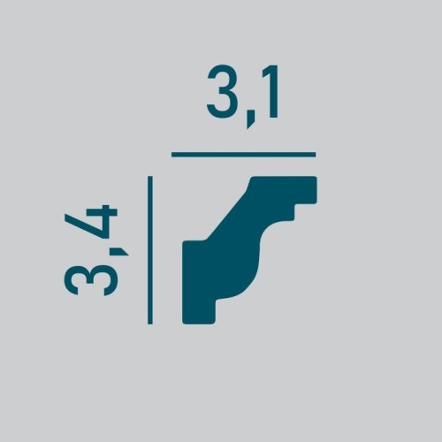 Потолочный плинтус под покраску Перфект Плюс P51 2000×31×34