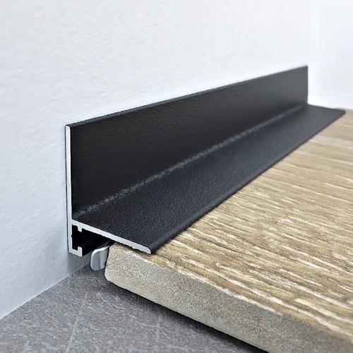 Микроплинтус алюминиевый TeckWood L-20 Черный Муар RAL 9005 2000×20×16