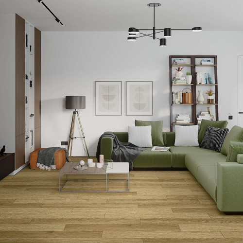 Кварцвиниловый SPC ламинат Damy Floor Family Дуб Золотой Golden Oak 190902EL-07F 1220×180×4