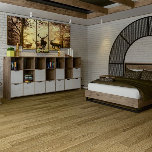 Кварцвиниловый SPC ламинат Damy Floor Family Дуб Золотой Golden Oak 190902EL-07F 1220×180×4