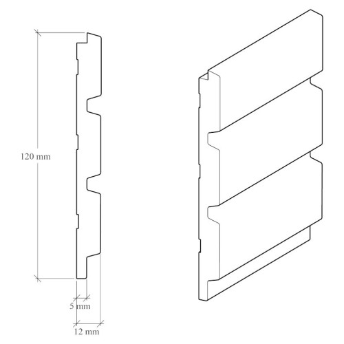 Стеновая панель под покраску Hiwood LV124 LONG NP 3000×120×12