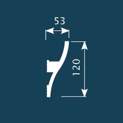 Потолочный плинтус под покраску Cosca Decor KX002 с подсветкой 2000×53×120