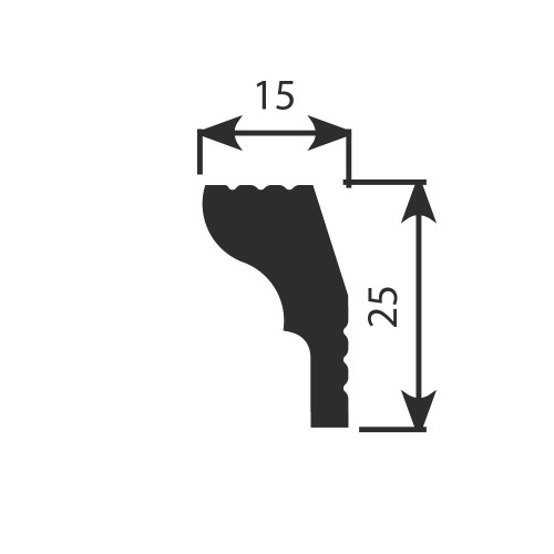 Потолочный плинтус под покраску Cosca Decor KX010 2000×15×25