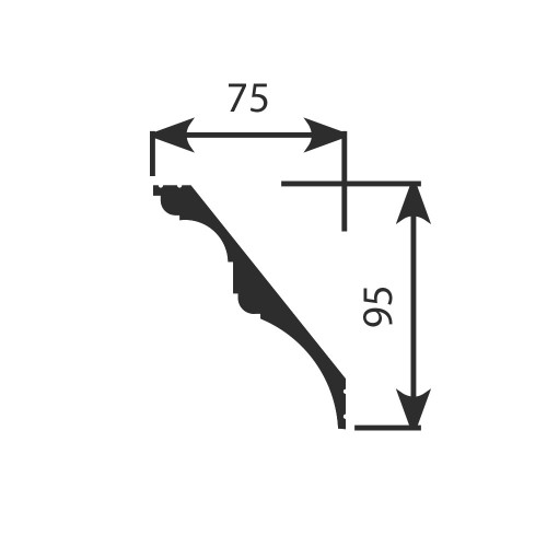 Потолочный плинтус под покраску Cosca Decor KX013 2000×75×95