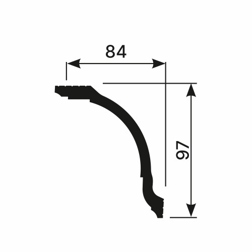 Потолочный плинтус под покраску Cosca Decor KX015 2000×84×97