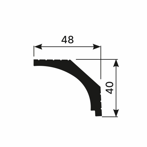 Потолочный плинтус под покраску Cosca Decor KX018 2000×48×40