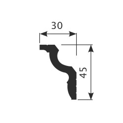 Потолочный плинтус под покраску Cosca Decor KX022 2000×30×45