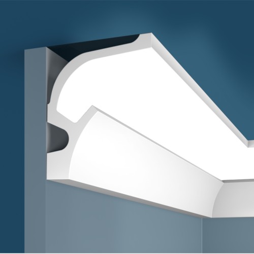 Потолочный плинтус под покраску Cosca Decor KX025 с подсветкой 2000×89×109