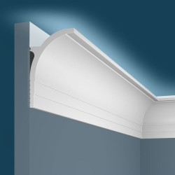 Потолочный плинтус под покраску Cosca Decor KX045 с подсветкой 2000×55×85