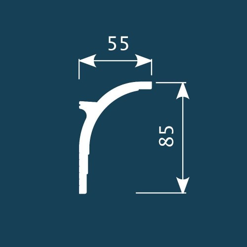 Потолочный плинтус под покраску Cosca Decor KX045 с подсветкой 2000×55×85