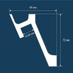 Потолочный плинтус под покраску Cosca Decor KX052 с подсветкой 2000×65×72
