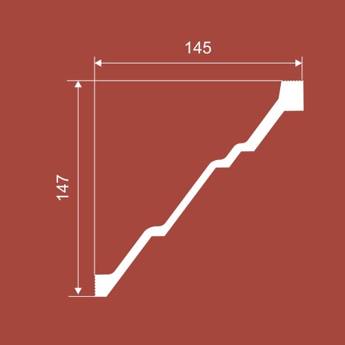 Потолочный плинтус под покраску Cosca Decor KX055 2000×145×147