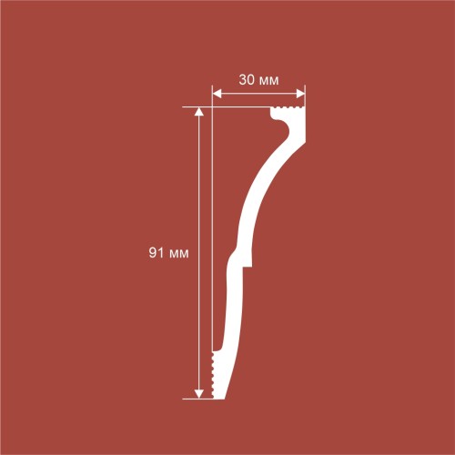 Потолочный плинтус под покраску Cosca Decor KX058 2000×30×91