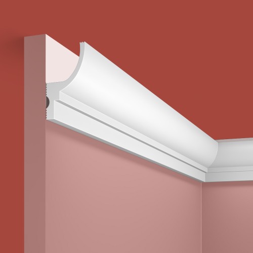 Потолочный плинтус под покраску Cosca Decor KX071 с подсветкой 2000×35×60
