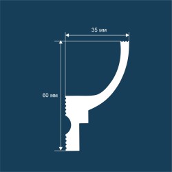 Потолочный плинтус под покраску Cosca Decor KX071 с подсветкой 2000×35×60