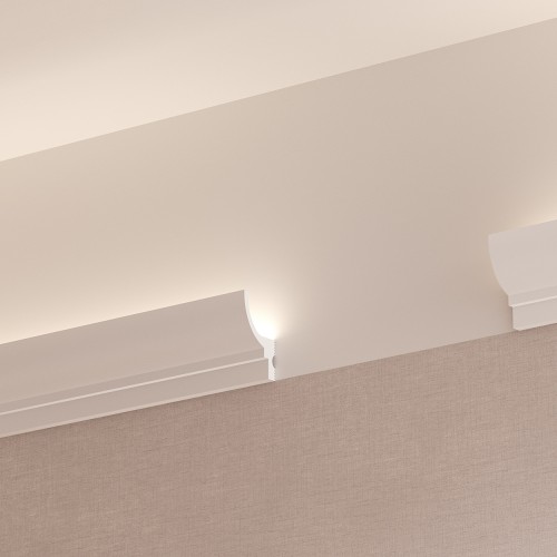 Потолочный плинтус под покраску Cosca Decor KX071 с подсветкой 2000×35×60