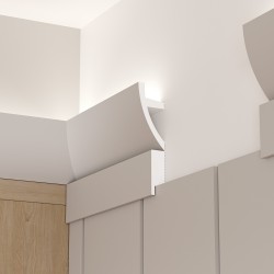 Потолочный плинтус под покраску Cosca Decor KX072 с подсветкой 2000×33×75
