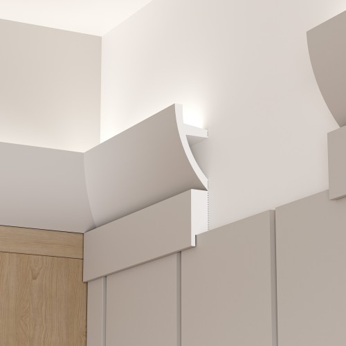 Потолочный плинтус под покраску Cosca Decor KX072 с подсветкой 2000×33×75