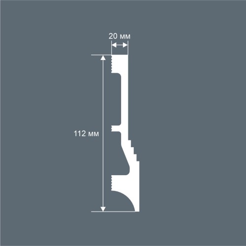 Плинтус под покраску Cosca Decor Экополимер PX047 2000×112×20