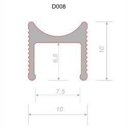 Профиль алюминиевый теневой разделительный Decaro D008A Black черный 3000×10×10