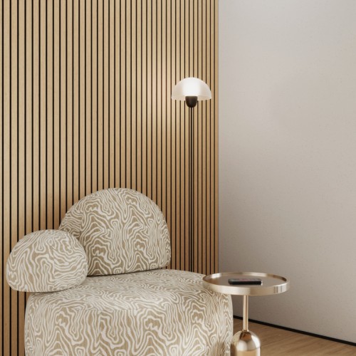 МДФ стеновая панель акустическая Ликорн Дуб Светлый черный войлок 2800×300×9